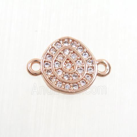 copper connector paved zircon, fire, rose gold