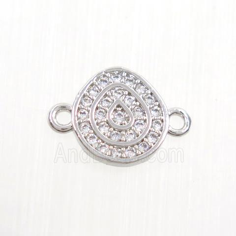copper connector paved zircon, fire, platinum plated