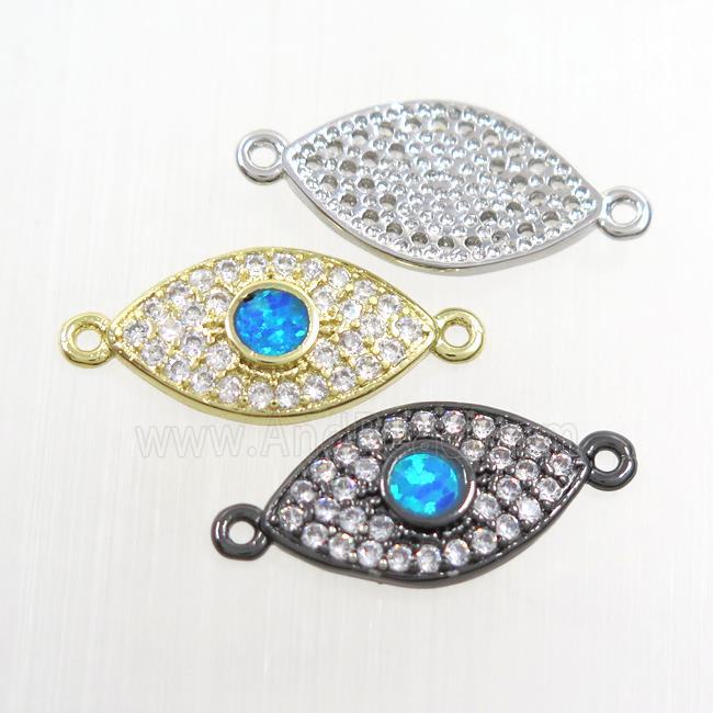 copper eye connector paved zircon with fireopal, mix color