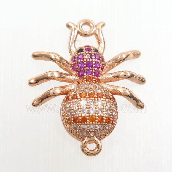 copper Ant connector paved zircon, rose gold
