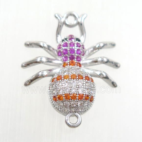 copper Ant connector paved zircon, platinum plated