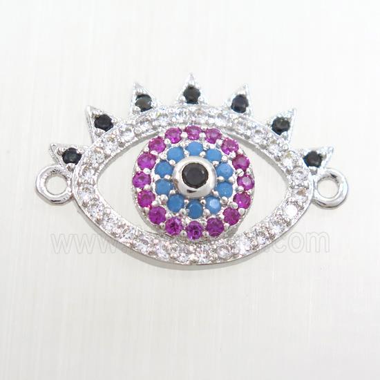 copper eye connector paved zircon, platinum plated