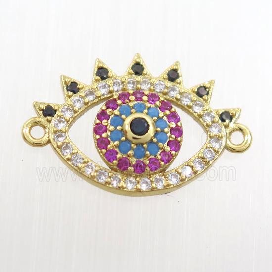 copper eye connector paved zircon, gold plated