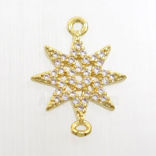 copper northstar connector paved zircon, gold plated