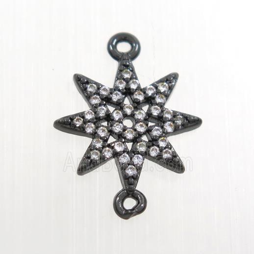 copper northstar connector paved zircon, black plated