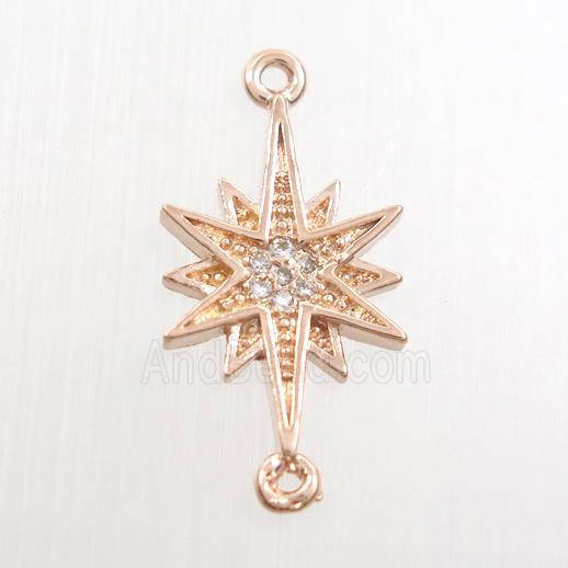 copper northstar connector paved zircon, rose gold