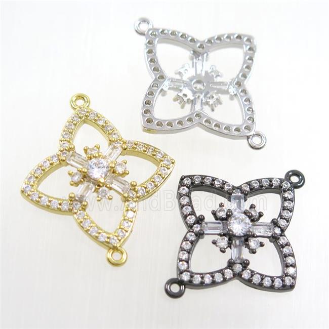 copper clover connector paved zircon, mix color