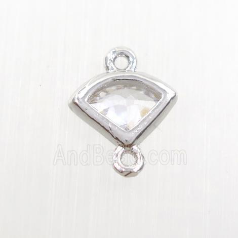 copper fan connector paved zircon, platinum plated