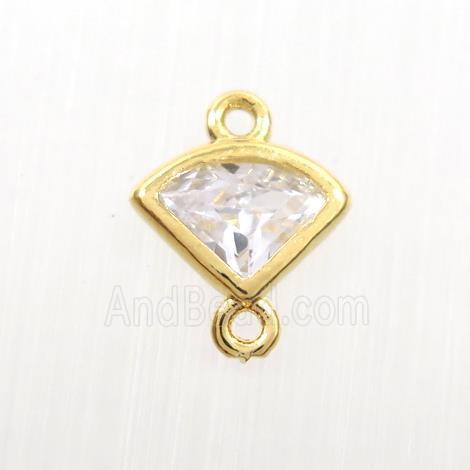 copper fan connector paved zircon, gold plated
