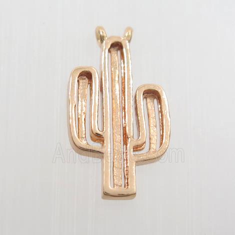 copper cactus pendants with 2loops, rose gold