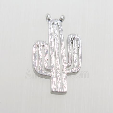 copper cactus pendants with 2loops, platinum plated