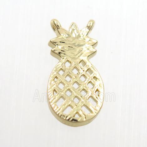copper pineapple pendant with 2loops, gold plated