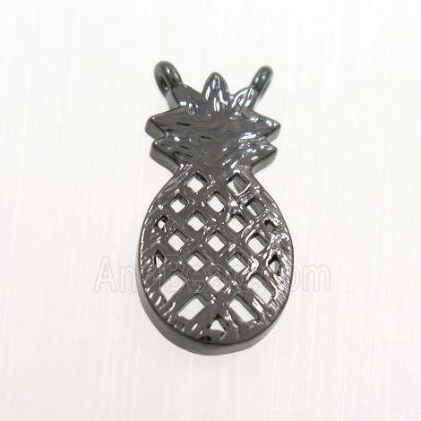 copper pineapple pendant with 2loops, black plated
