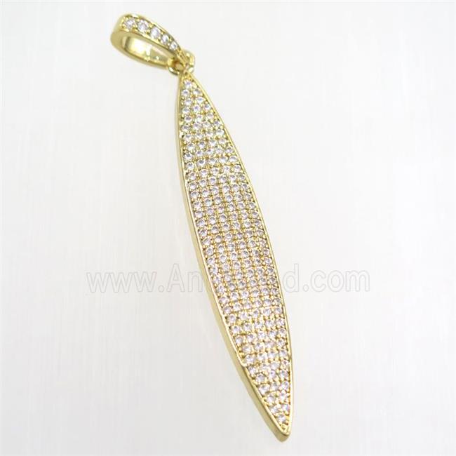 copper darts pendant paved zircon, gold plated