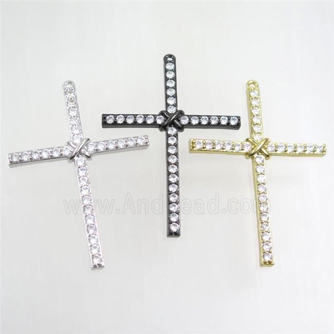copper cross pendant paved zircon, mix color