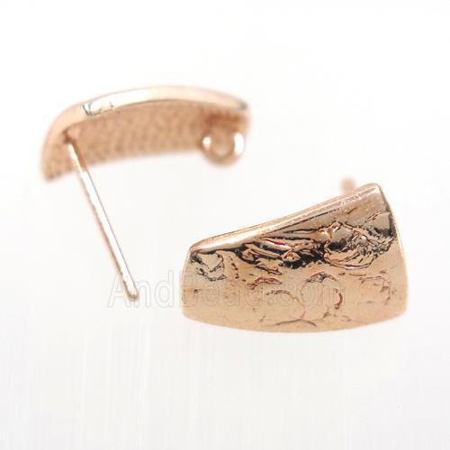 copper earring studs with loop, rose gold