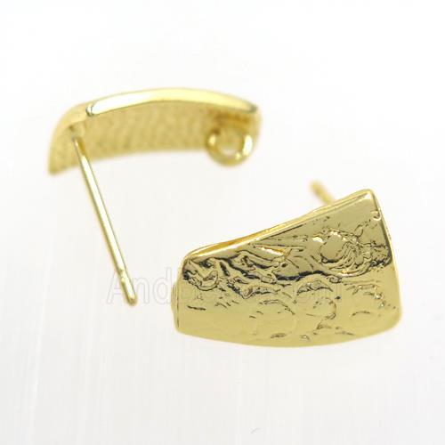 copper earring studs with loop, gold plated