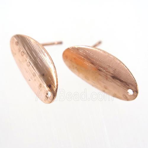 copper earring studs with loop, oval, rose gold