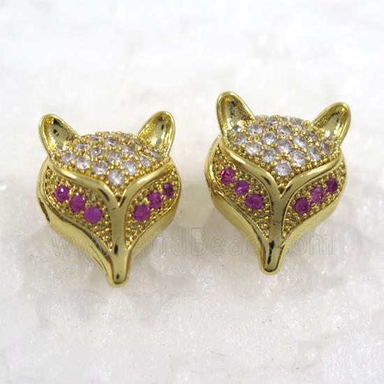 copper fox earring paved zircon, gold plated