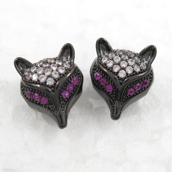 copper fox earring paved zircon, black plated