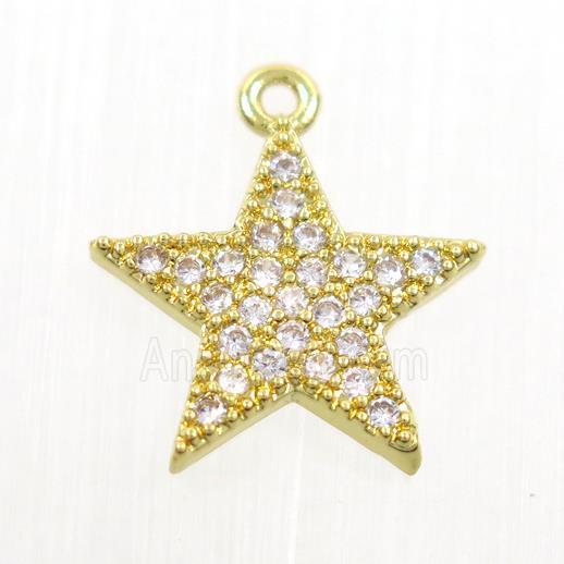 copper star pendant paved zircon, gold plated