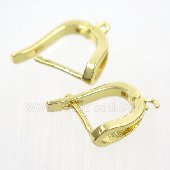 copper earring with loop, gold plated