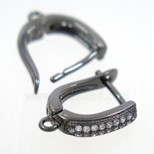 Copper Latchback Earring Pave Zircon With Loop Black Plated