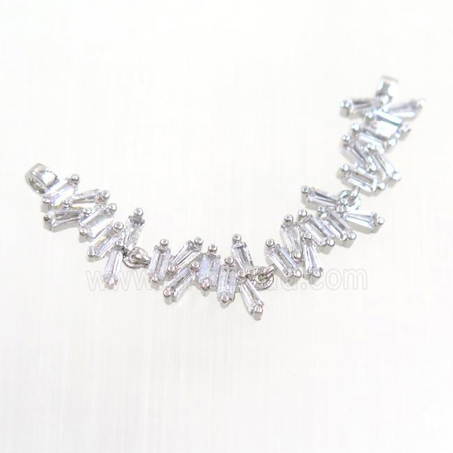 copper pendant paved zircon, platinum plated