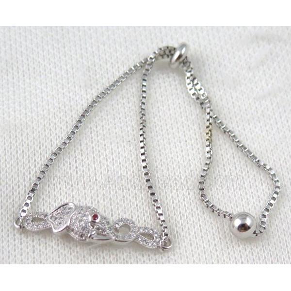 copper bracelet paved zircon, platinum plated