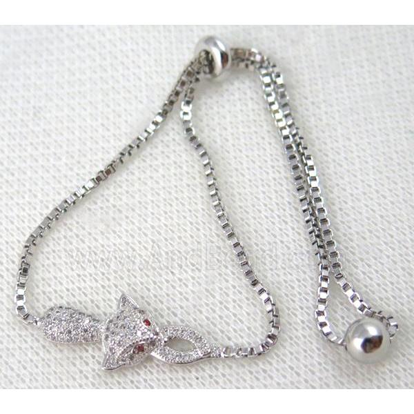 copper bracelet paved zircon, platinum plated