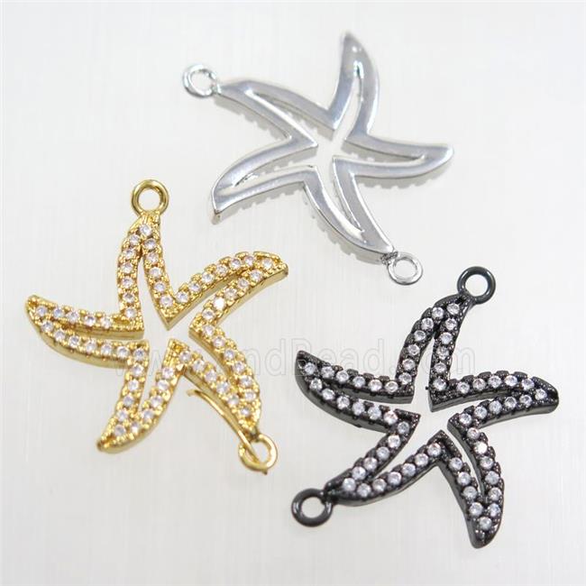 copper starfish pendant paved zircon, mix color
