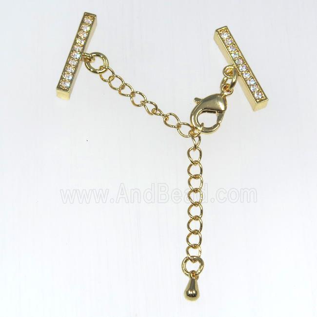 Cord End pave zircon for necklace, gold plated