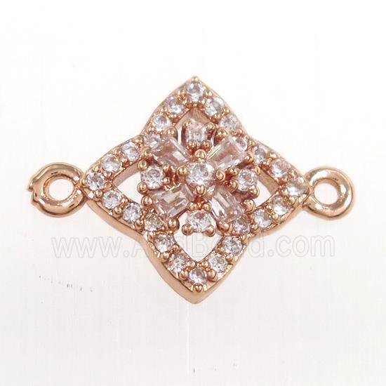 copper star connector paved zircon, rose gold