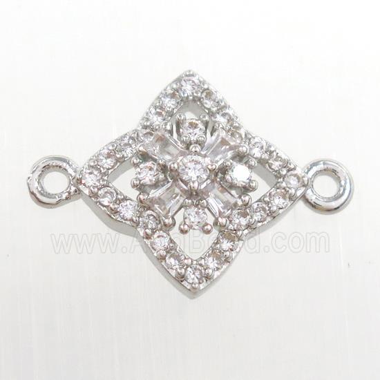 copper star connector paved zircon, platinum plated