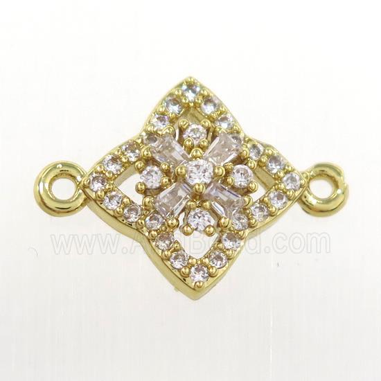 copper star connector paved zircon, gold plated