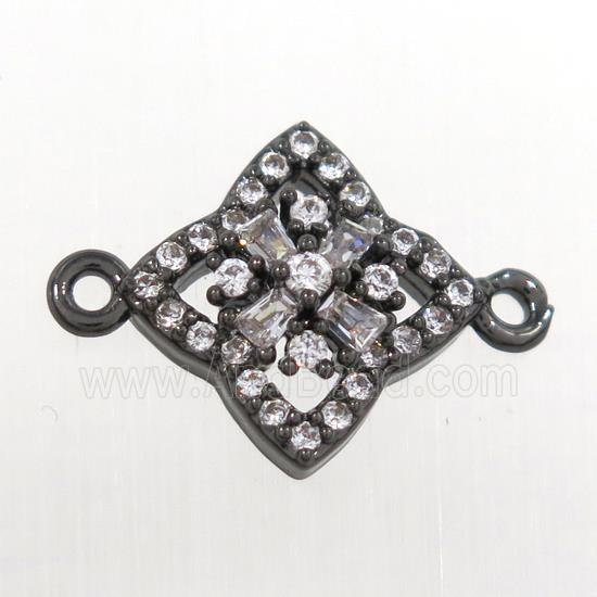 copper star connector paved zircon, black plataed