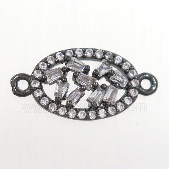 copper oval connector paved zircon, black plated