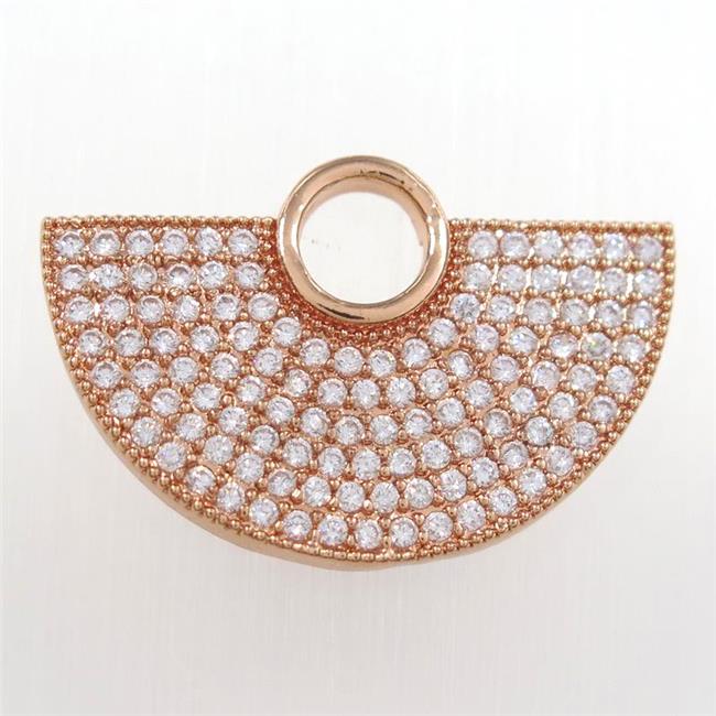 copper fan pendant paved zircon, rose gold
