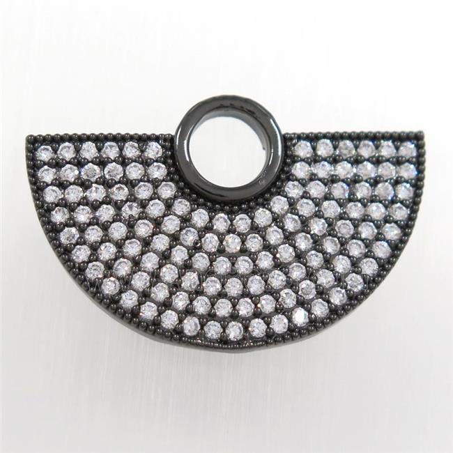 copper fan pendant paved zircon, black plated