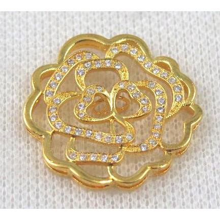 copper bead paved zircon, gold plated