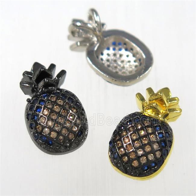 copper pineapple pendants paved zircon, mixed color