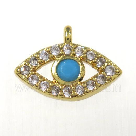 copper eye pendants paved zircon, gold plated