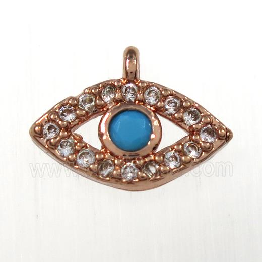 copper eye pendants paved zircon, rose gold