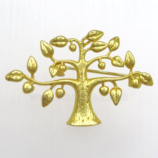 copper Christmas Tree Brooch, gold plated