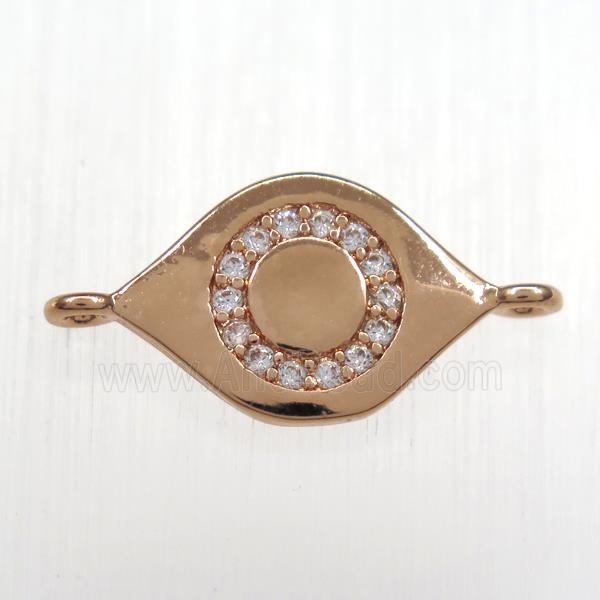 copper eye connector paved zircon, rose gold