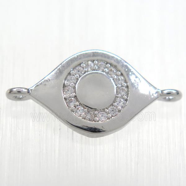 copper eye connector paved zircon, platinum plated