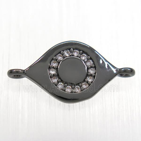 copper eye connector paved zircon, black plated