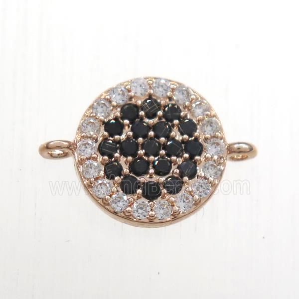 copper circle connector paved zircon, rose gold