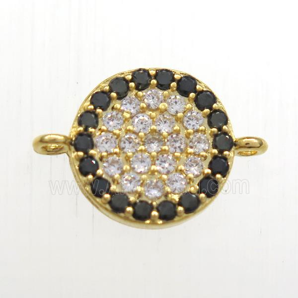 copper circle connector paved zircon, gold plated