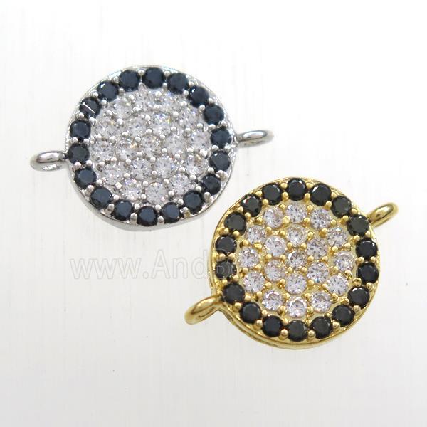 copper circle connector paved zircon, mixed color